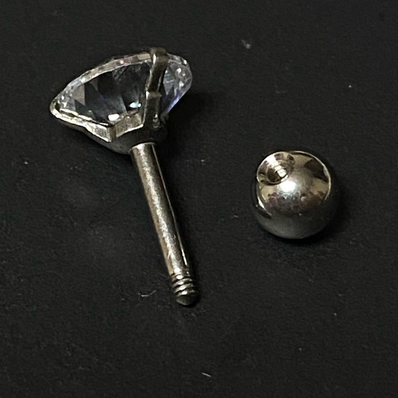 (Silver / 4mm) 2Pc Stainless Steel Cubic Zircon Unisex Shiny Earrings - SEALED - Picture 3 of 6